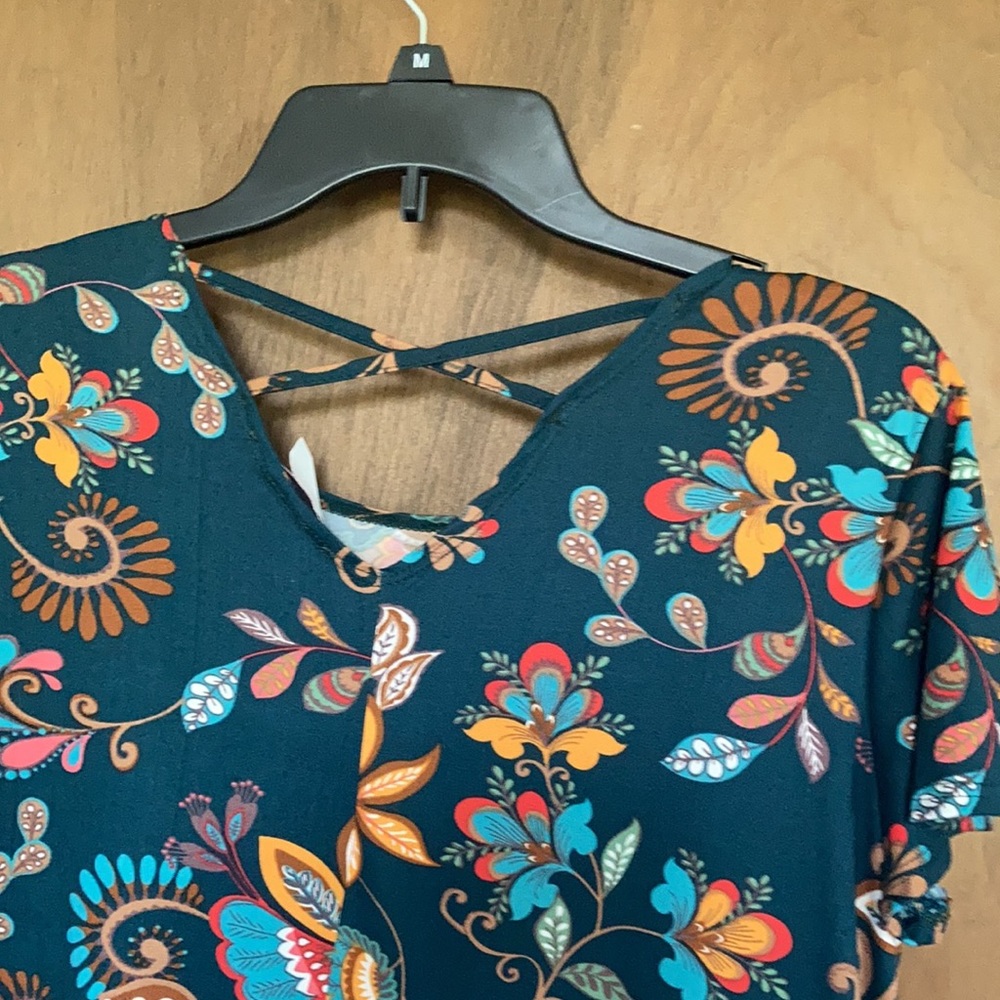 Harlow & Rose dress floral print pullover soft with stretch casual boho M - Picture 17 of 17